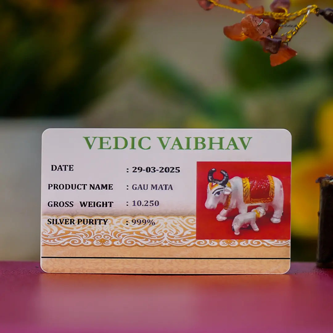 Divine Kamadhenu with Calf Silver Idol