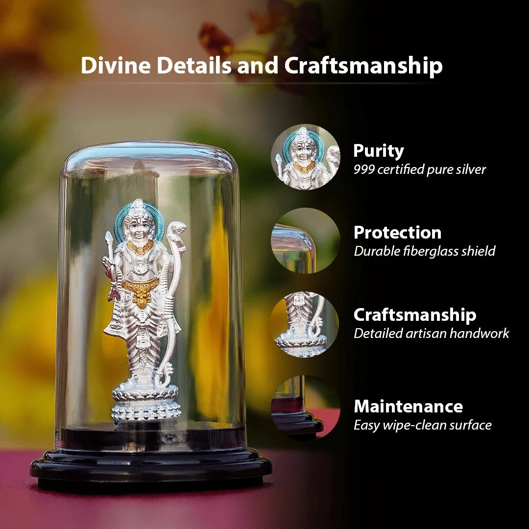 Silver Lord Ram Idol in Dome