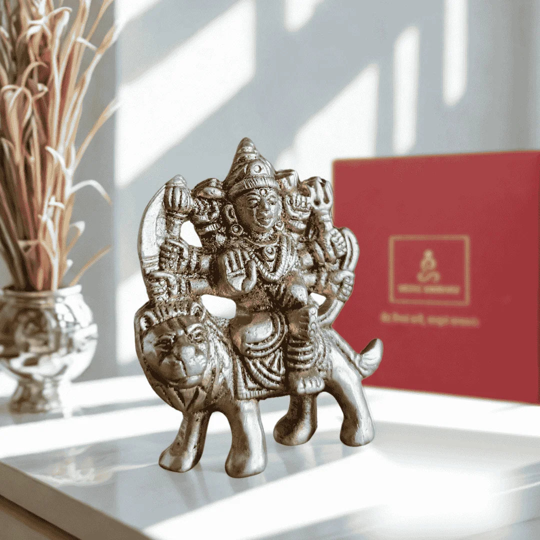 Durga Mata Brass Idol – Small (Lion Seated Form)