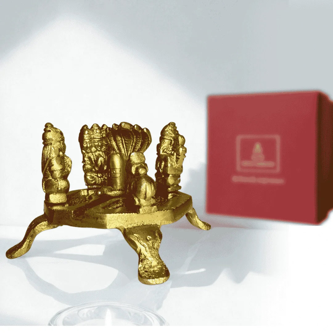 Shiv Parivar Brass Idol – Large (with Shivaling on Tripod Chowki)