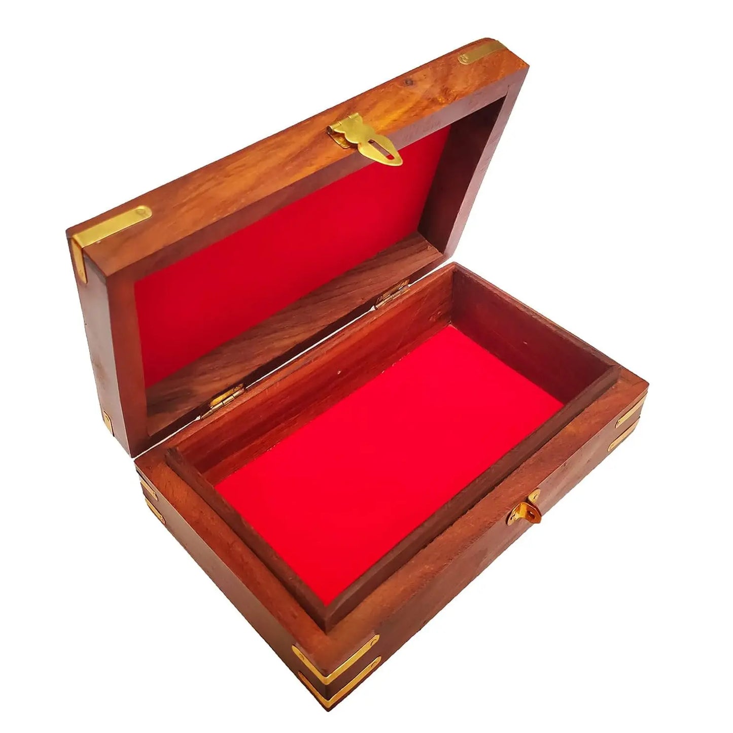 Handcrafted Brass-Filled Wooden SWASTIK Box | Good Luck & Spiritual Storage Box