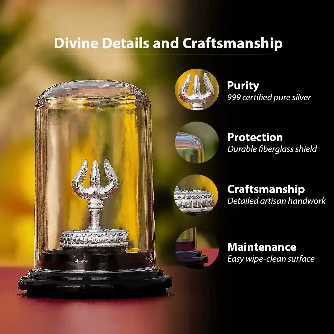 999 Silver Mahadev Trishul + Rudraksha Bracelet Combo