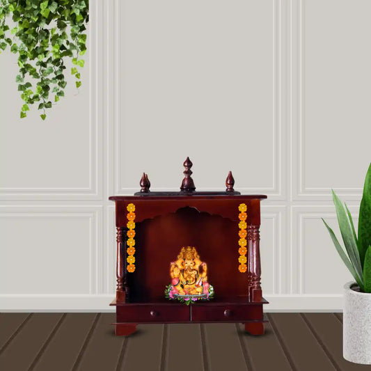 Wood Home Temple | Handcrafted Wooden Pooja Mandir | Brown