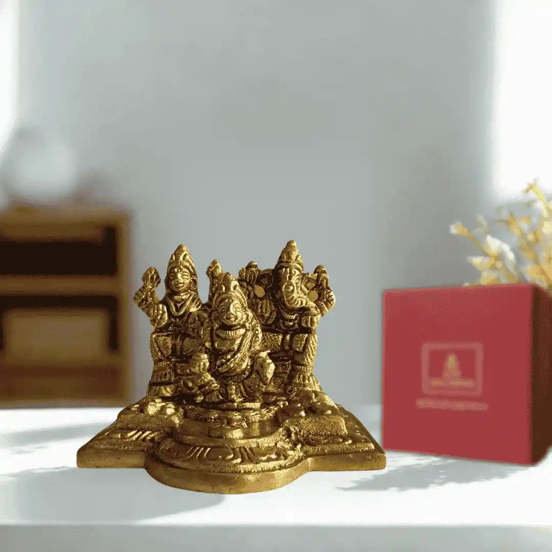 Lakshmi Ganesh Kuber Idol Set in Brass – Antique Finish