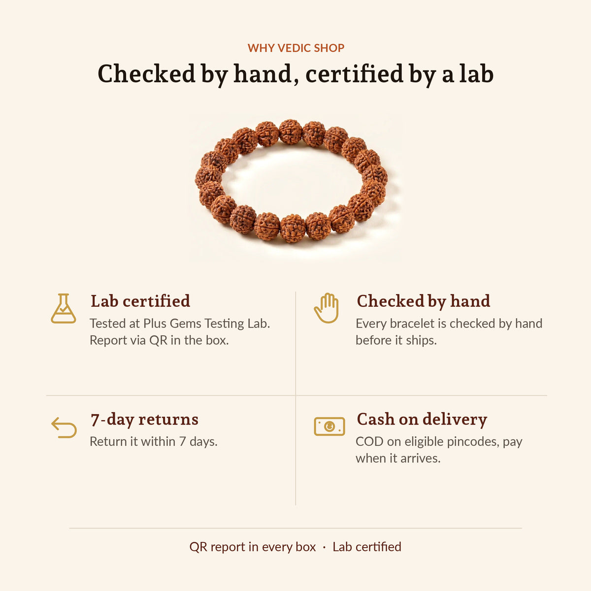 5 Mukhi Rudraksha Bracelet, why Vedic Shop