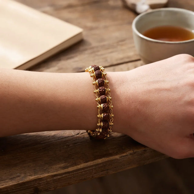 Gold plated 5 mukhi rudraksha bracelet - glance 4