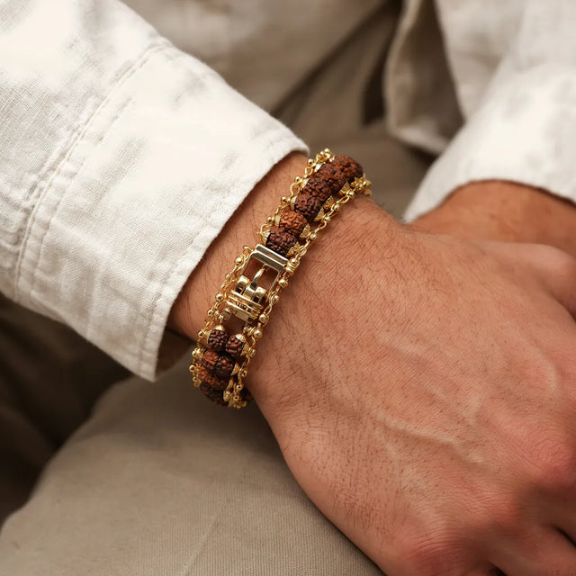 Gold plated 5 mukhi rudraksha bracelet - him 3