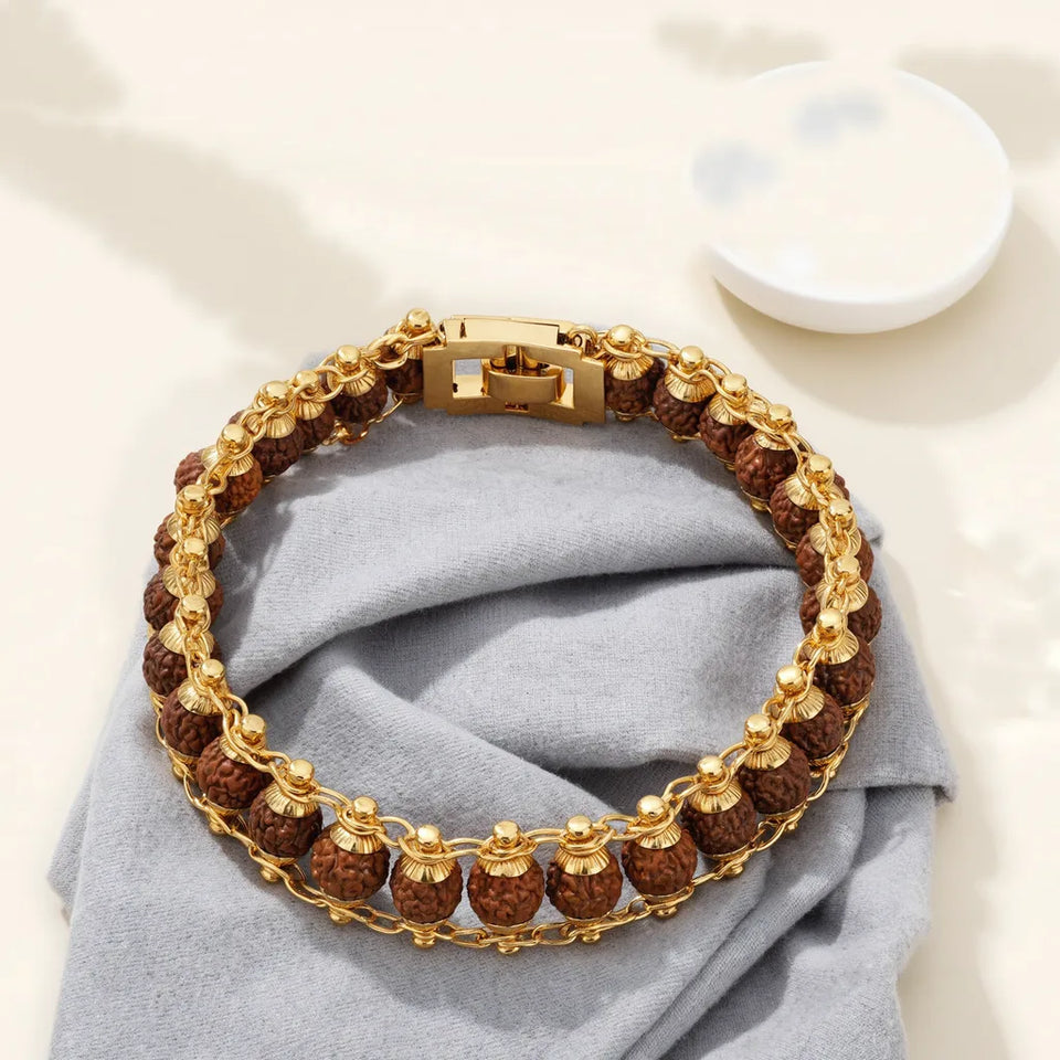 Gold plated 5 mukhi rudraksha bracelet - care