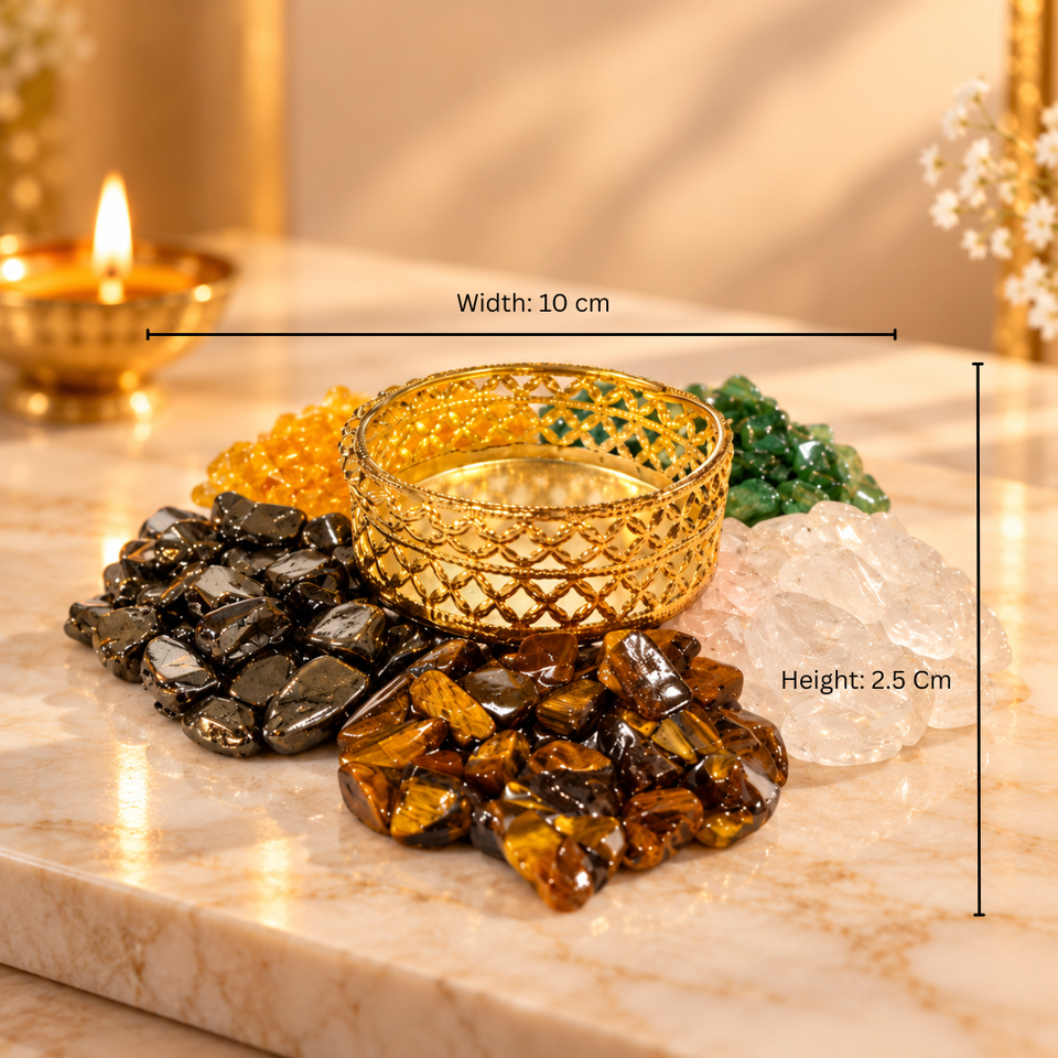 Dhan Lakshmi Deep, Five Crystal Diya, size and dimensions guide
