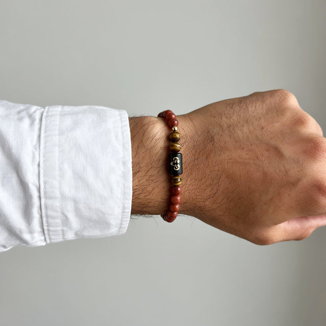 Aries zodiac red jasper and tiger's eye bracelet - glance 4
