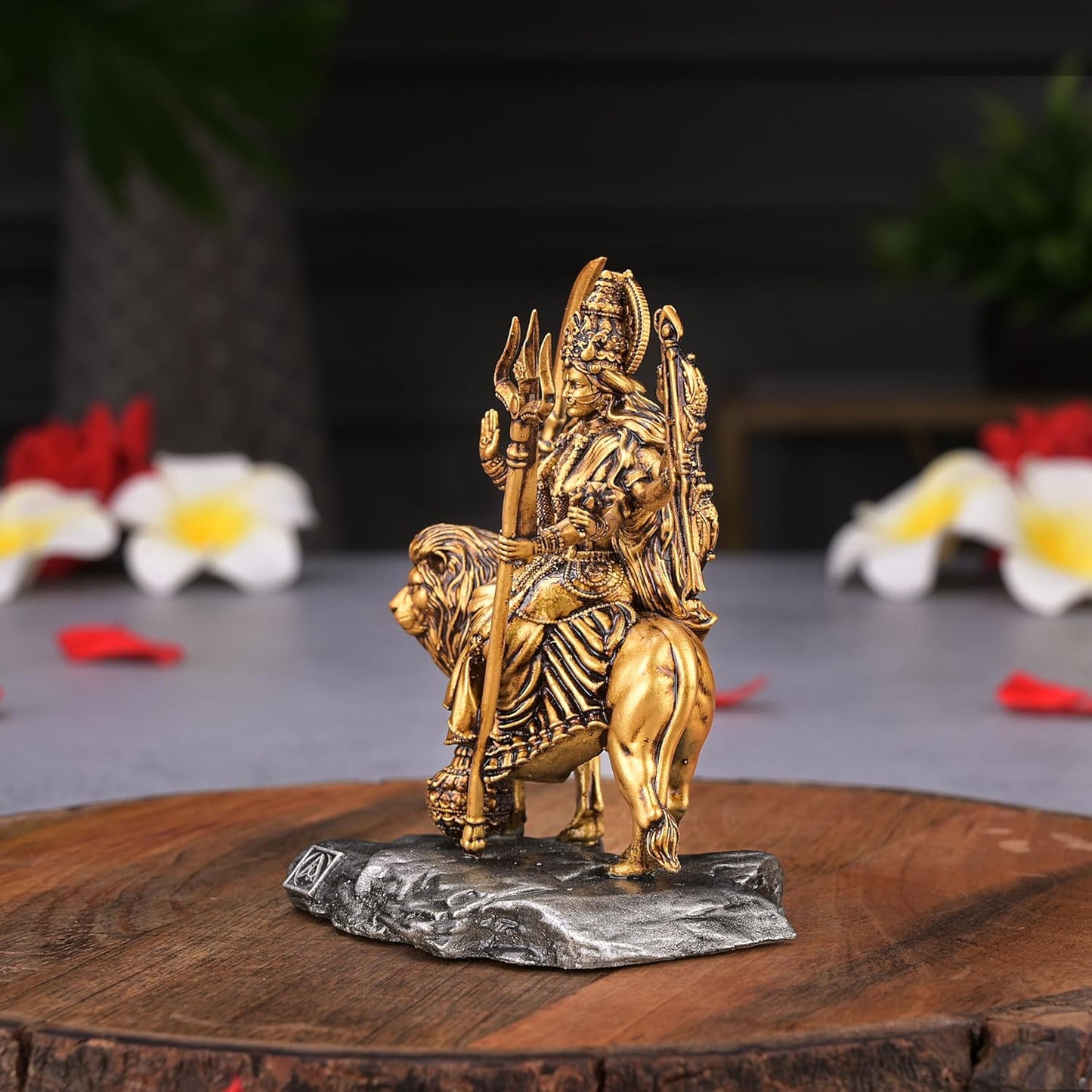 Gold-plated Durga Mata Idol (Size: 3.9 inches)