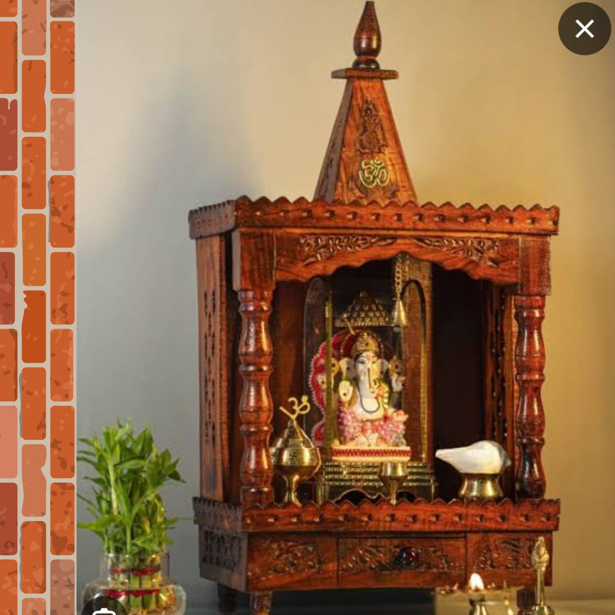 Handcrafted Wooden Temple for Home & Office