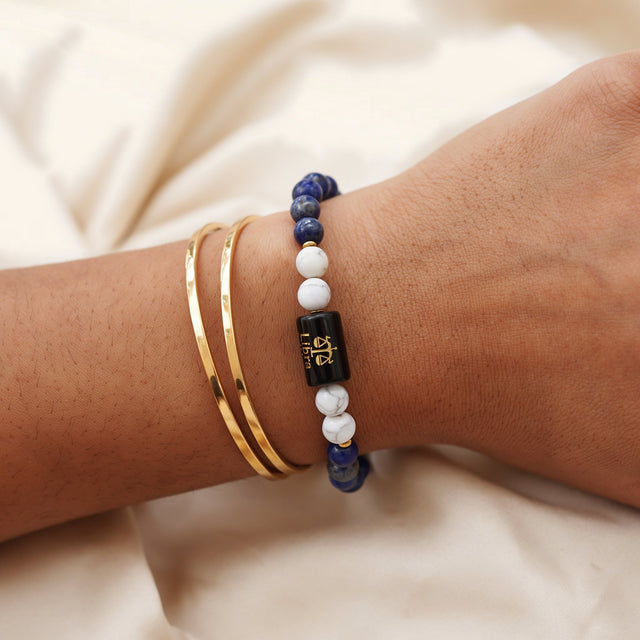 Libra zodiac lapis lazuli and howlite bracelet - her 3