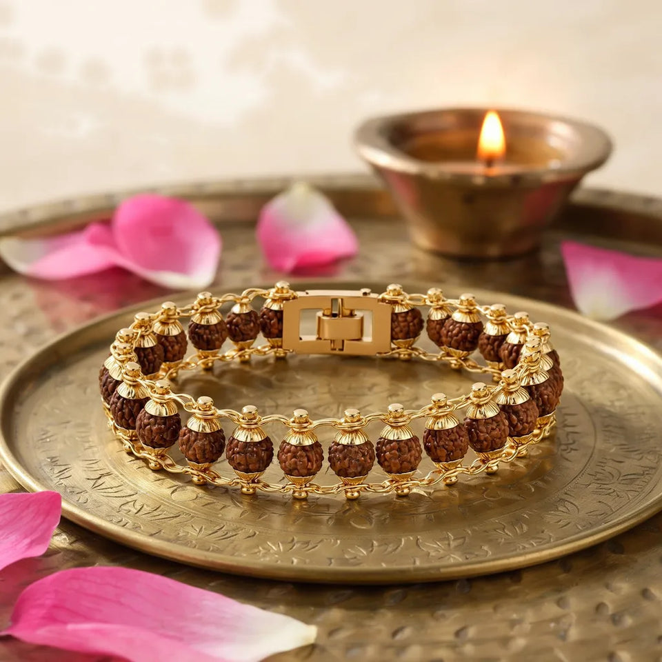 Gold plated 5 mukhi rudraksha bracelet - story origin