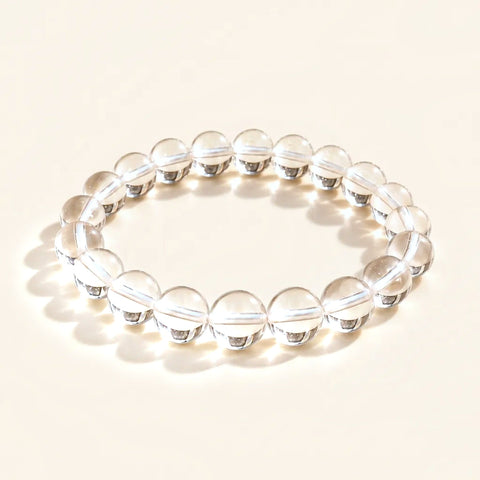 Natural Clear Quartz Bracelet: 8 mm Sphatik Beads