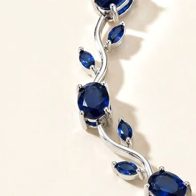 Close view of the deep blue stones on the blue tulip bracelet