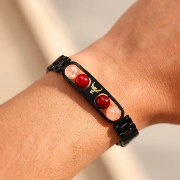 Taurus zodiac metal bracelet worn on the wrist