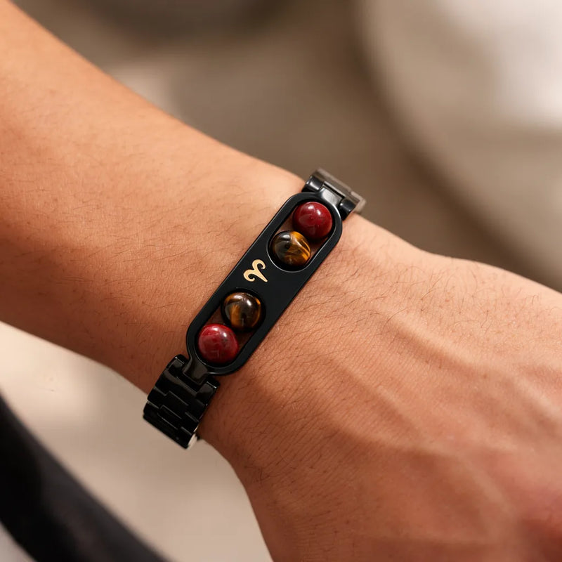 Aries zodiac metal bracelet worn on the wrist