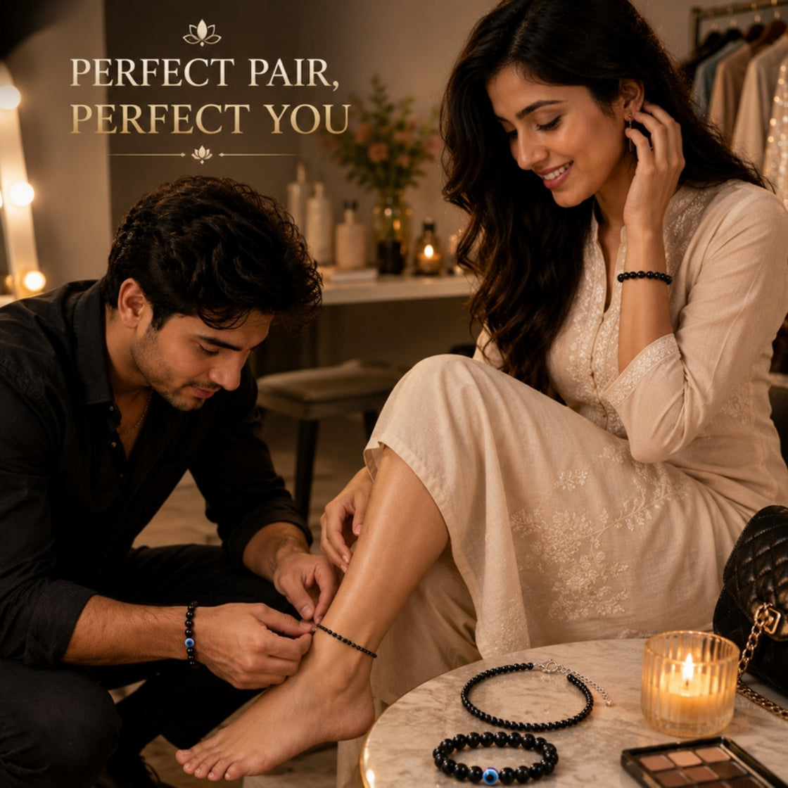 Black Obsidian Combo for Him and Her, styled in a home setting