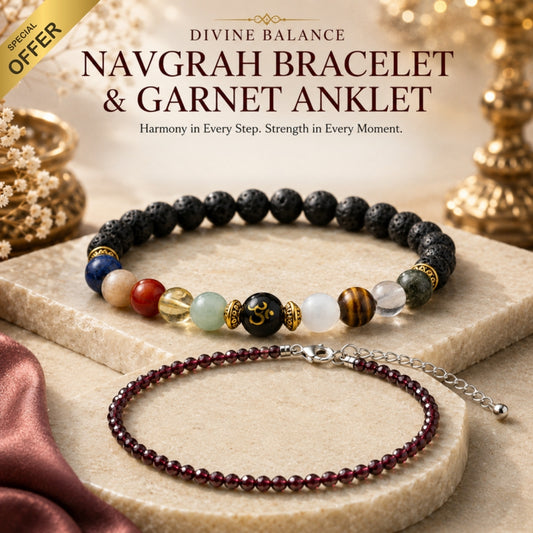 Navgrah Bracelet with Garnet Anklet Combo for Him & Her