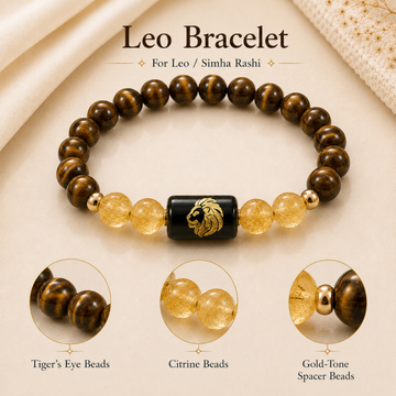 Leo (सिंह राशि) Zodiac Tiger Eye & Citrine Bracelet - 2