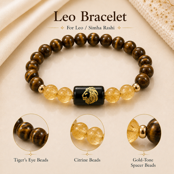 Leo (सिंह राशि) Zodiac Tiger Eye & Citrine Bracelet - 2