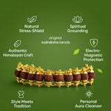 Gold Plated Rudraksha Bead Bracelet - 5 Mukhi