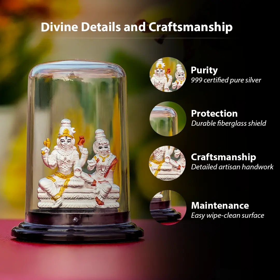 Shiv Parvati Idol  999 Pure Silver