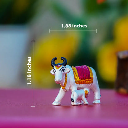 Divine Kamadhenu with Calf Silver Idol