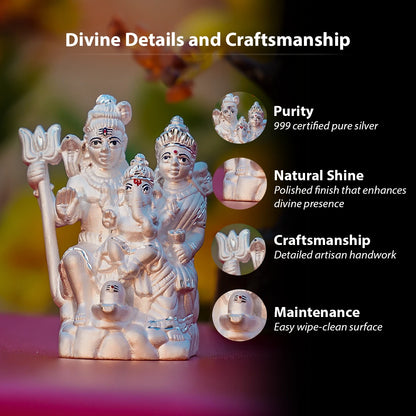 Shiv Parivaar Idol – 999 Pure Silver Murti