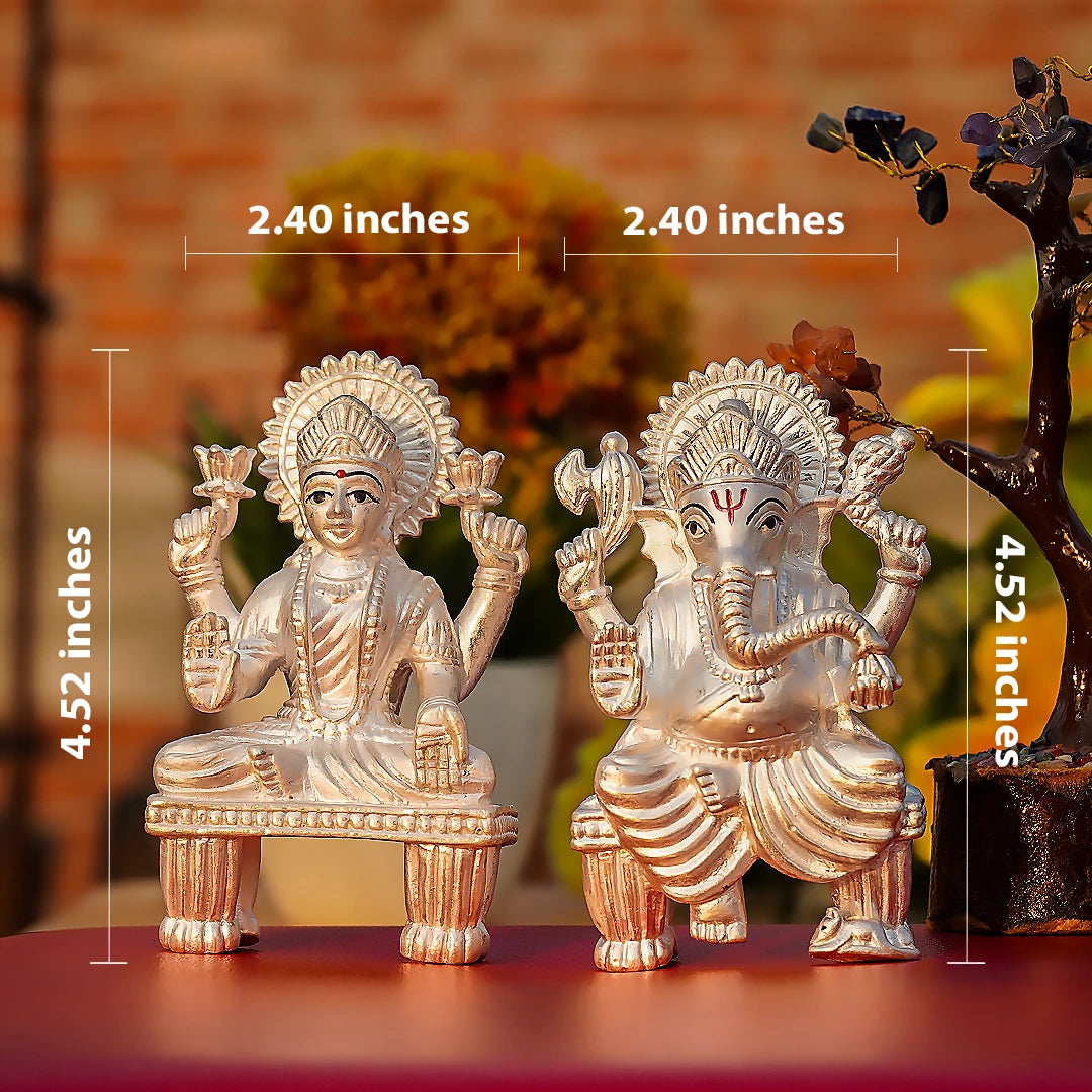 Laxmi Ganesh Ji Pure Silver Idol Set
