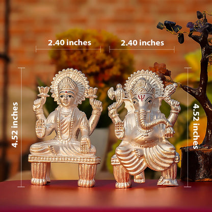 Laxmi Ganesh Ji Pure Silver Idol Set