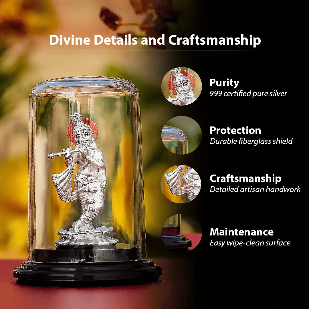 Silver Lord Krishna Idol