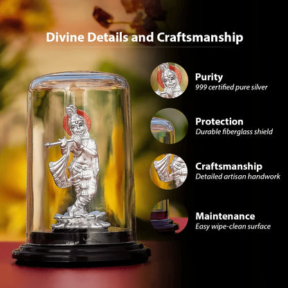Silver Lord Krishna Idol