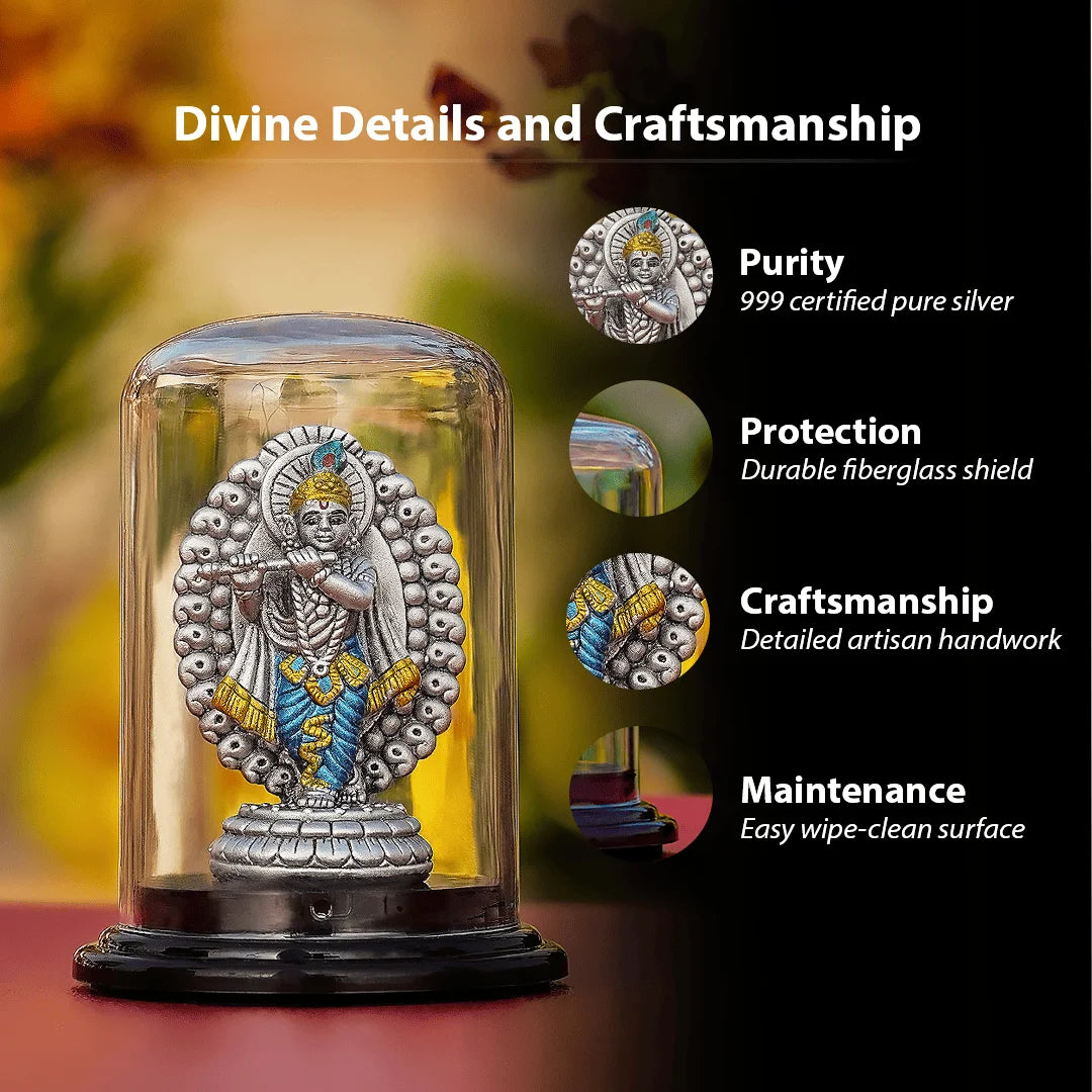 Lord Krishna Silver Idol