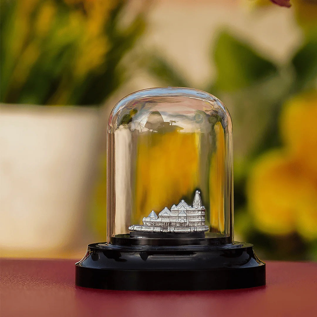 Silver Ram Mandir Model in Dome