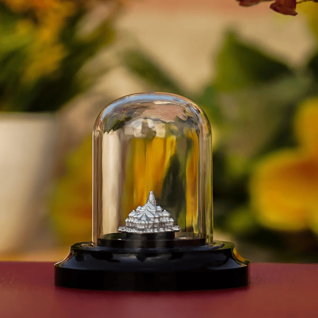 Silver Ram Mandir Model in Dome
