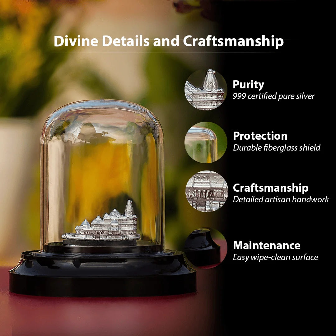 Silver Ram Mandir Model in Dome