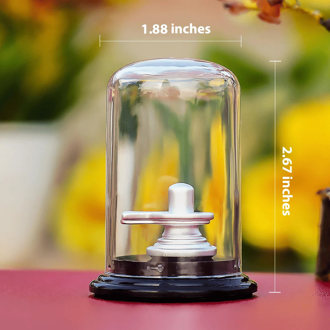 Silver Shivling Idol in Protective Dome – Purity | Protection | Divine Energy