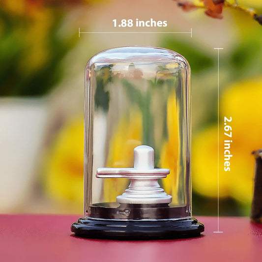Silver Shivling Idol in Protective Dome – Purity | Protection | Divine Energy