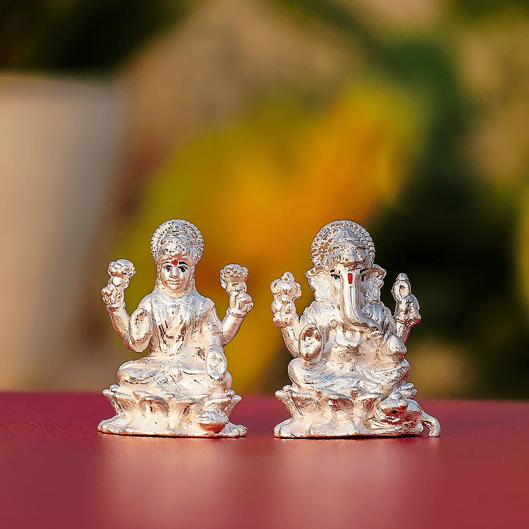 Silver Lakshmi Ganesh Idol Set – Prosperity | Wisdom | Auspicious Beginnings