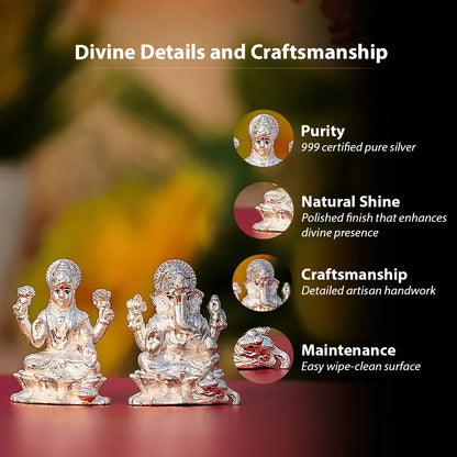 Silver Lakshmi Ganesh Idol Set – Prosperity | Wisdom | Auspicious Beginnings