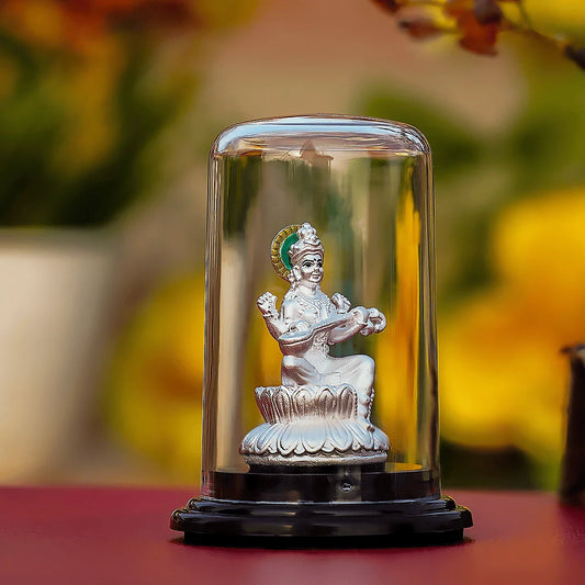 Goddess Saraswati Idol 999 Pure Silver