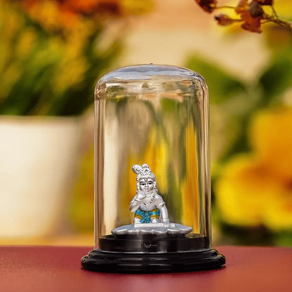 Silver Bal Krishna Idol in Dome (Crawling Krishna)