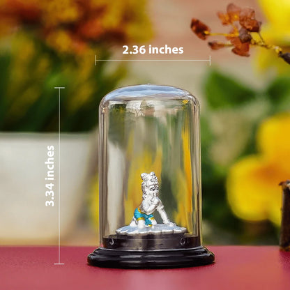 Silver Bal Krishna Idol in Dome (Crawling Krishna)