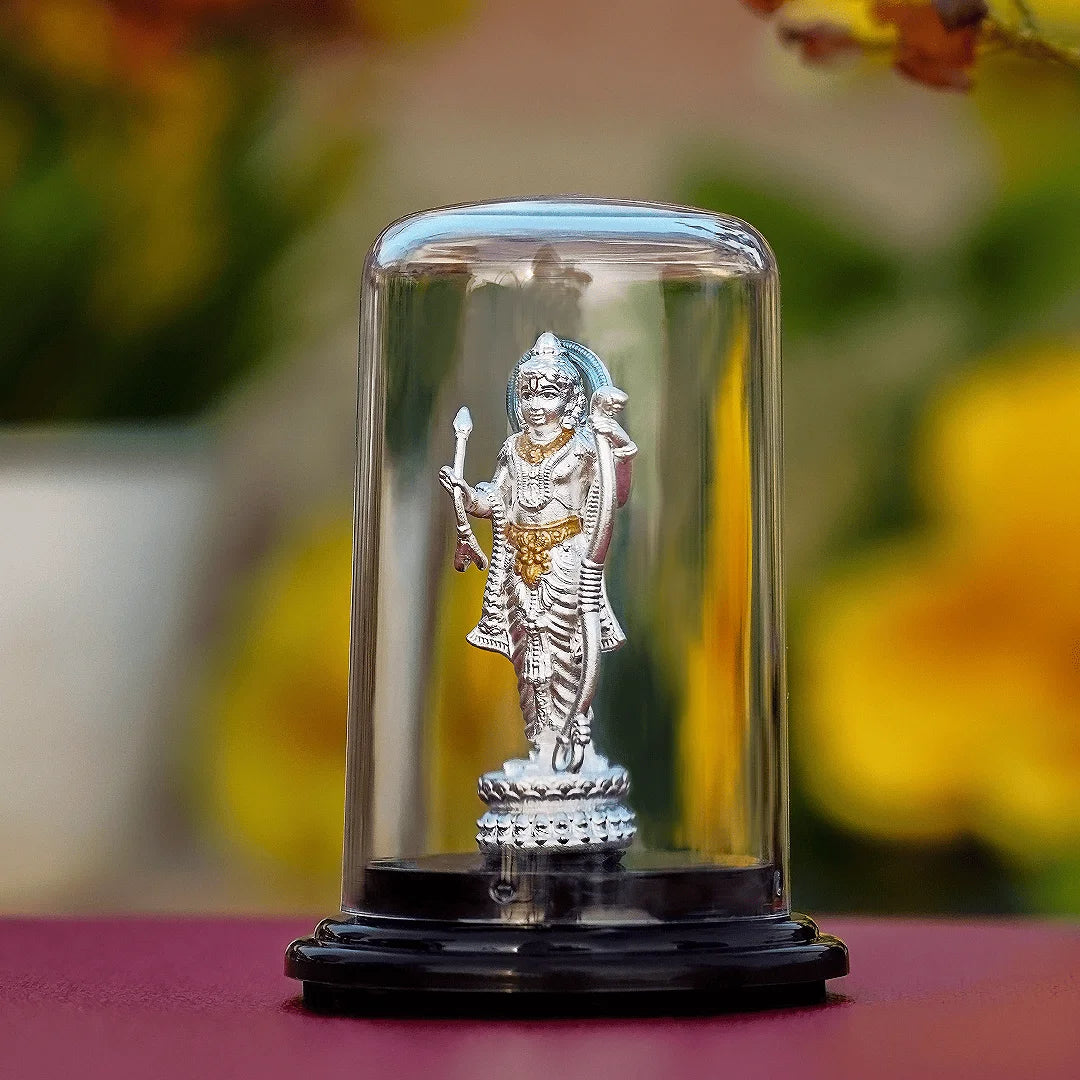 Silver Lord Ram Idol in Dome