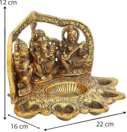 Laxmi Ganesh Saraswati Ganesh 5 Mukhi Diya