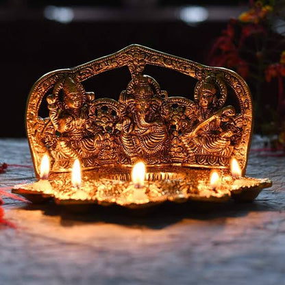 Laxmi Ganesh Saraswati Ganesh 5 Mukhi Diya