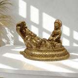 🕉️ Vishnu and Lakshmi Brass Idol – Reclining Pose (Sheshnag) | Prosperity | Protection | Divine Balance