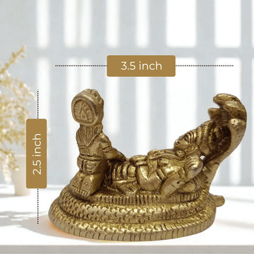🕉️ Vishnu and Lakshmi Brass Idol – Reclining Pose (Sheshnag) | Prosperity | Protection | Divine Balance - 3